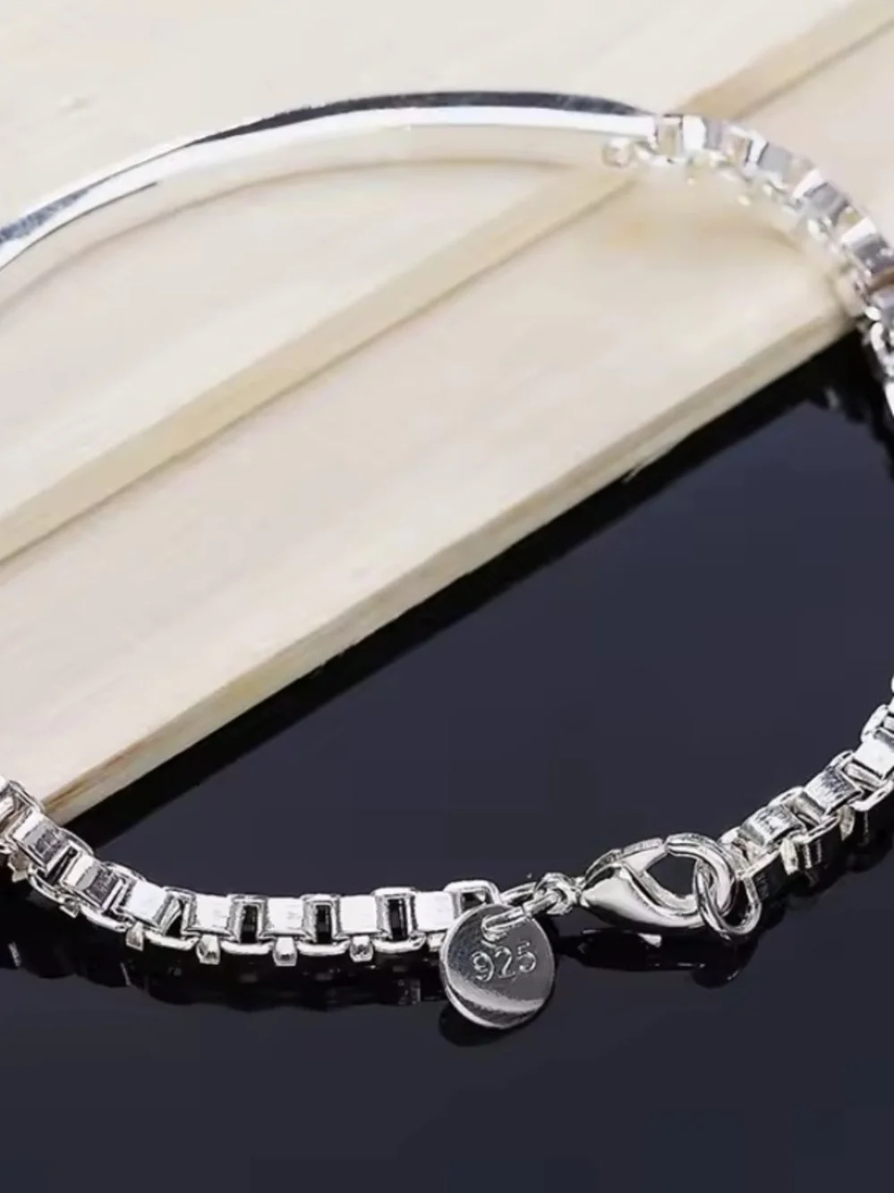 Sterling Silver Tone Womens Bracelet - Elegant Silver Bar Chain